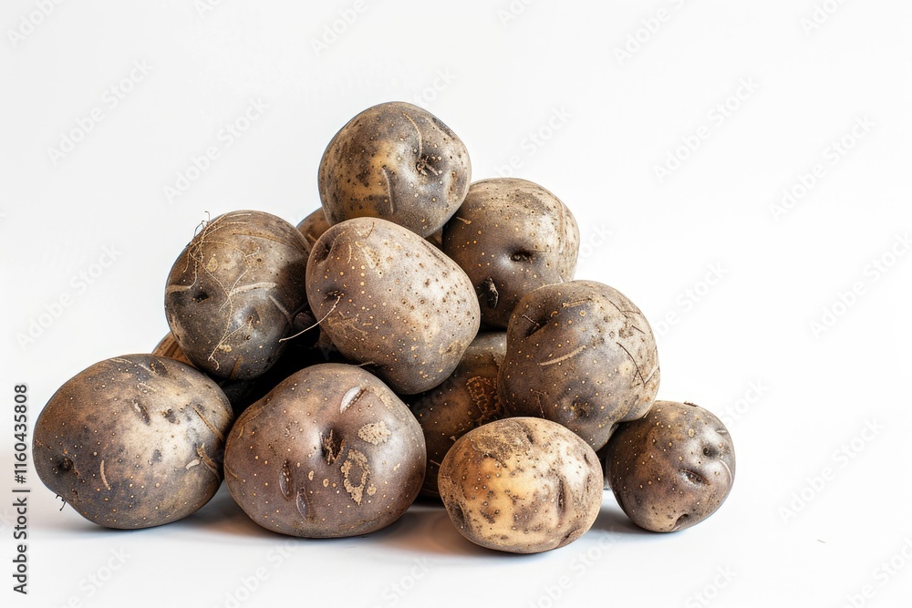 Close up shot of a bunch of potatoes on white background. Close up shot of a bunch of potatoes on white background.