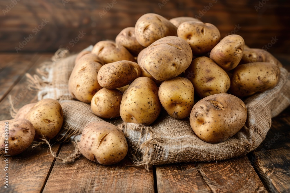 Close up of potatoes on wooden background. Close up of potatoes on wooden background.