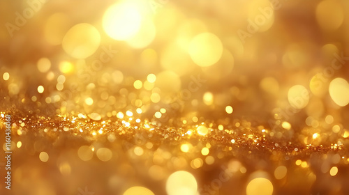 Abstract Background - Golden Glitter Texture, Bokeh Lights, and Shine