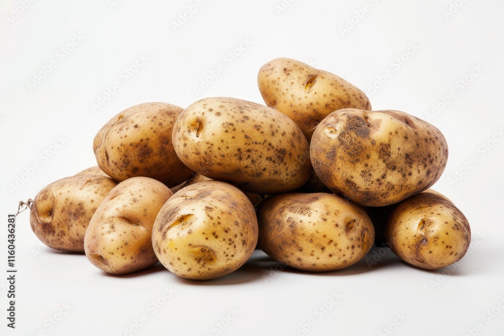 Close up shot of a bunch of potatoes on white background. Close up shot of a bunch of potatoes on white background.