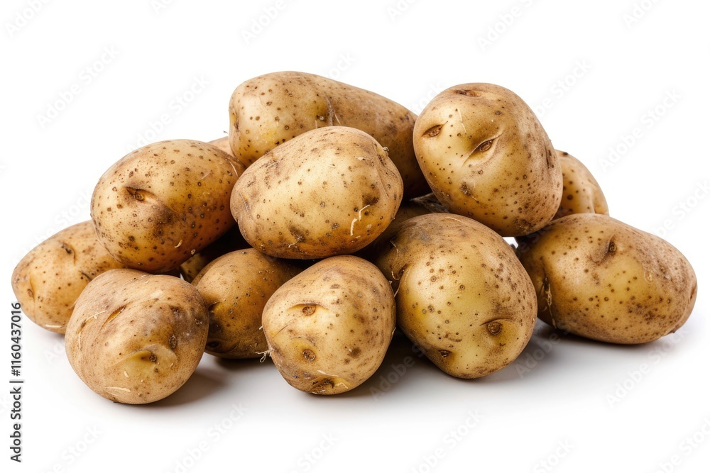 Close up shot of a bunch of potatoes on white background. Close up shot of a bunch of potatoes on white background.