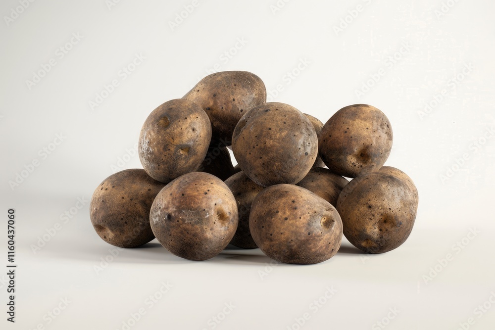 Close up shot of a bunch of potatoes on white background. Close up shot of a bunch of potatoes on white background.