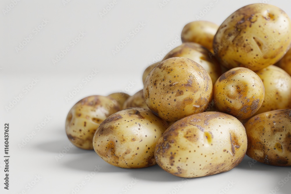 Close up shot of a bunch of potatoes on white background. Close up shot of a bunch of potatoes on white background.