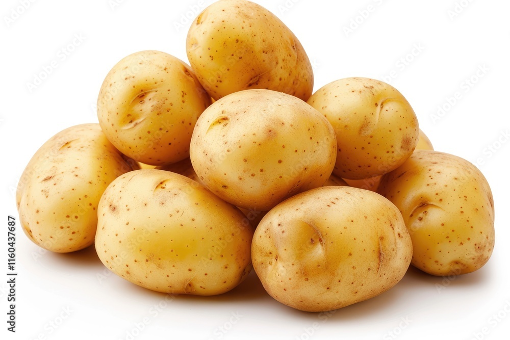 Close up shot of potatoes on white background. Close up shot of potatoes on white background.