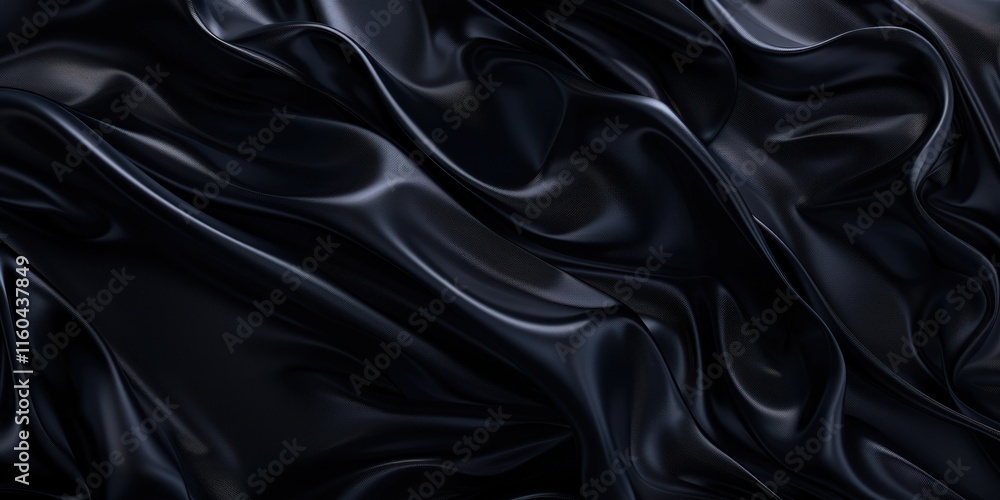 Dark, glossy, draped fabric with soft waves. Dark, glossy, draped fabric with soft waves.