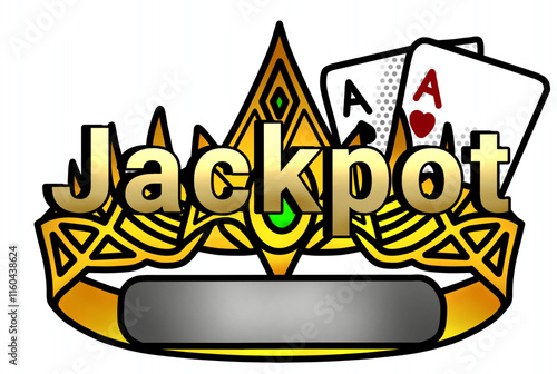 Jackpot text Casino games - slots - game assets - Crown,Cards,Nameplate - halftone dots White background 