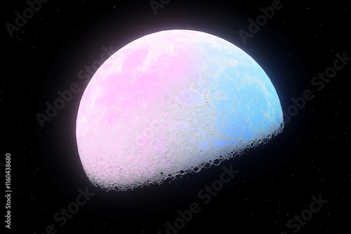 Soft Pink and Blue Half Moon