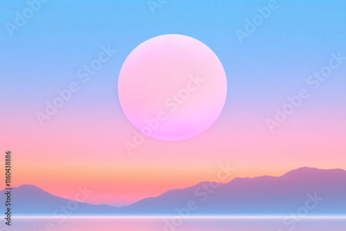 Sunset with Surreal Moon