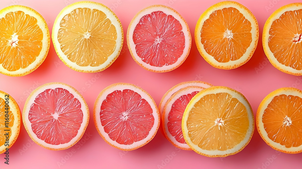 Photo Citrus Slices Orange Grapefruit Lemon Vitamin C Pink Background Photo Citrus Slices Orange Grapefruit Lemon Vitamin C Pink Background