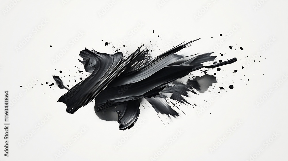 Dynamic Black Ink Splashes: Close-Up Digital Painting in a Minimalist Style. AI Generated Dynamic Black Ink Splashes: Close-Up Digital Painting in a Minimalist Style. AI Generated