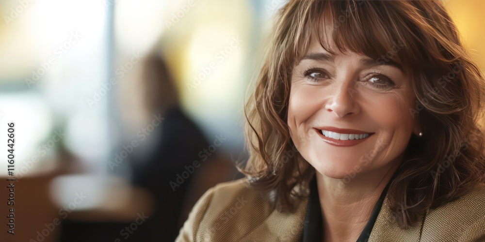 A close-up of a woman in a professional setting, exuding confidence with a warm smile. A close-up of a woman in a professional setting, exuding confidence with a warm smile.