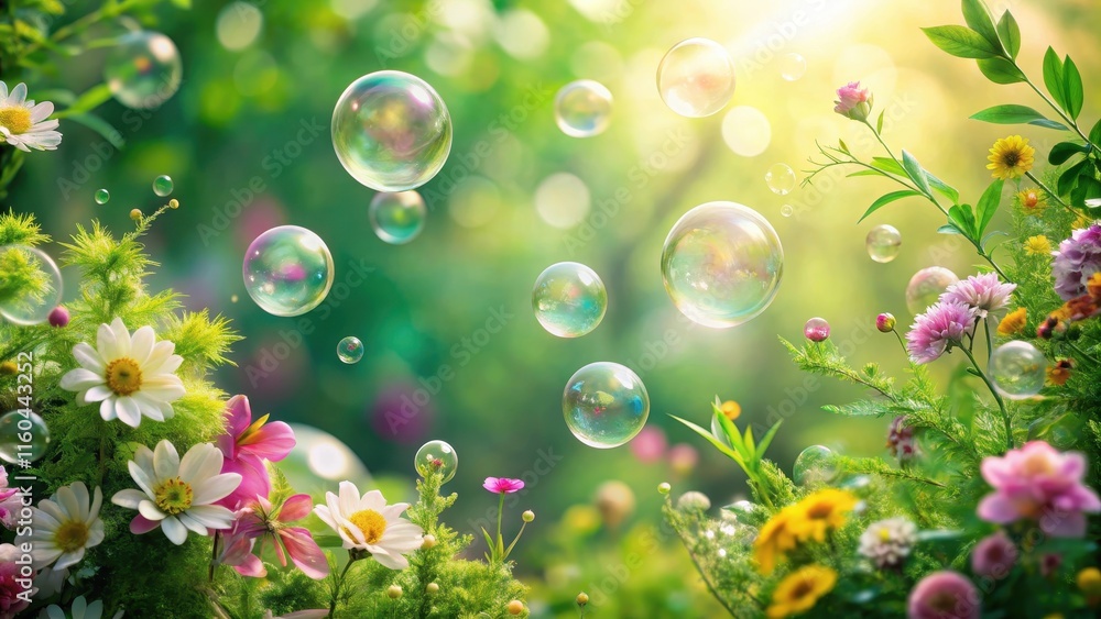 Enchanted Meadow A whimsical display of iridescent bubbles floating amidst a vibrant array of wildflowers bathed in sunlight. Enchanted Meadow A whimsical display of iridescent bubbles floating amidst a vibrant array of wildflowers bathed in sunlight.