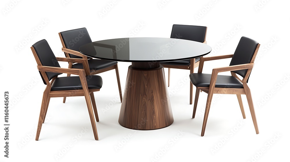 A wooden table with four chairs around it A wooden table with four chairs around it