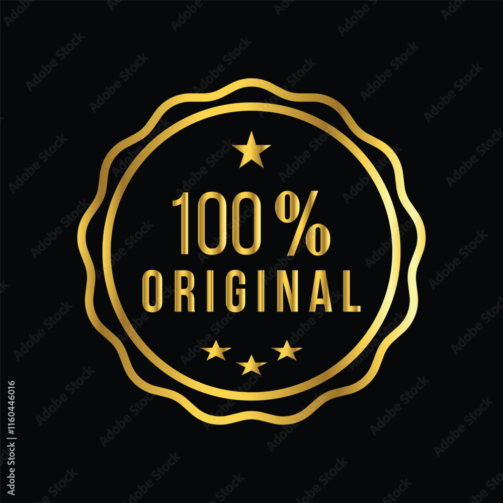 Fototapeta premium gold color 100% original Decorated Seal Stamp Icon Hand Drawn Label Design Vector Graphic Stock Illustration