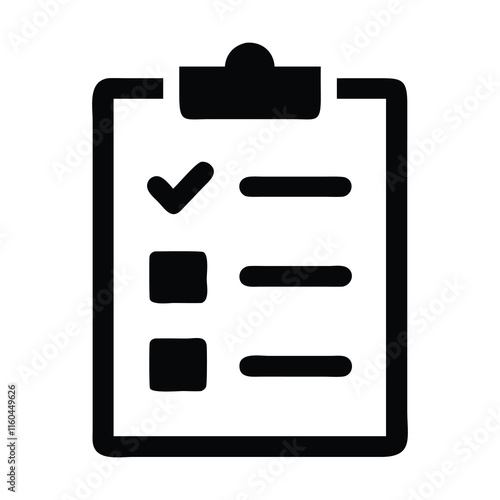 Simple checklist icon on clipboard.