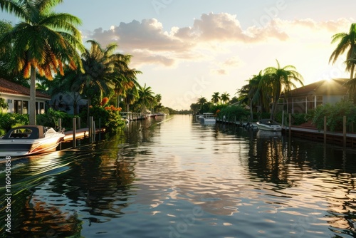Boating along canal in Cape Coral Florida
