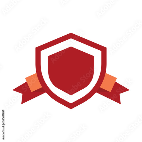 red shield vector icon with ribbon banner for emblem or security symbol design