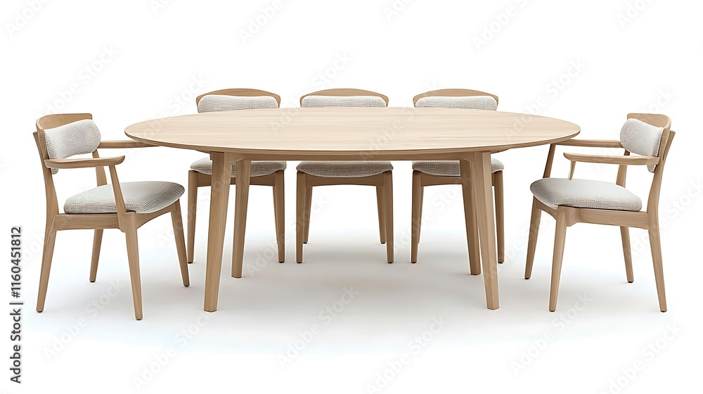 A wooden dining table with six chairs around it A wooden dining table with six chairs around it