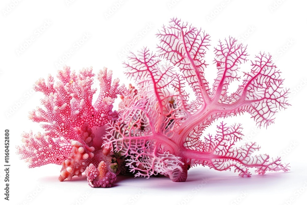 Naklejka premium Pink coral isolated on white background in perspective view.