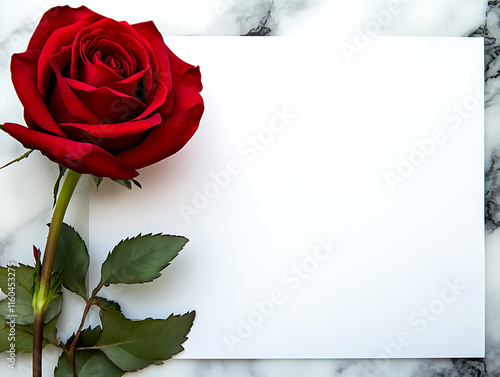 Rose with blank white love letter