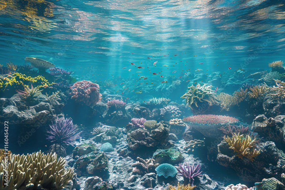 Fototapeta premium Underwater view of the coral reef. Ecosystem. Life in tropical waters.