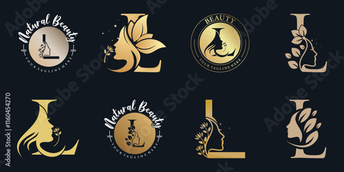 Nature beauty logo design collection with letter l concept and unique style Premium Vector