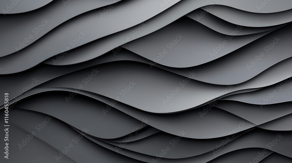 Obraz premium Elegant Gray Abstract Digital Illustration: Smoothly Layered Waves. AI Generated