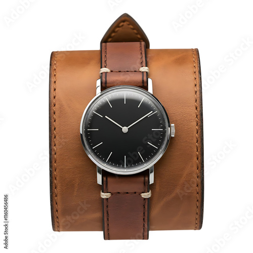 Wallpaper Mural A leather-strapped watch with a black face, symbolizing style and precision. Torontodigital.ca