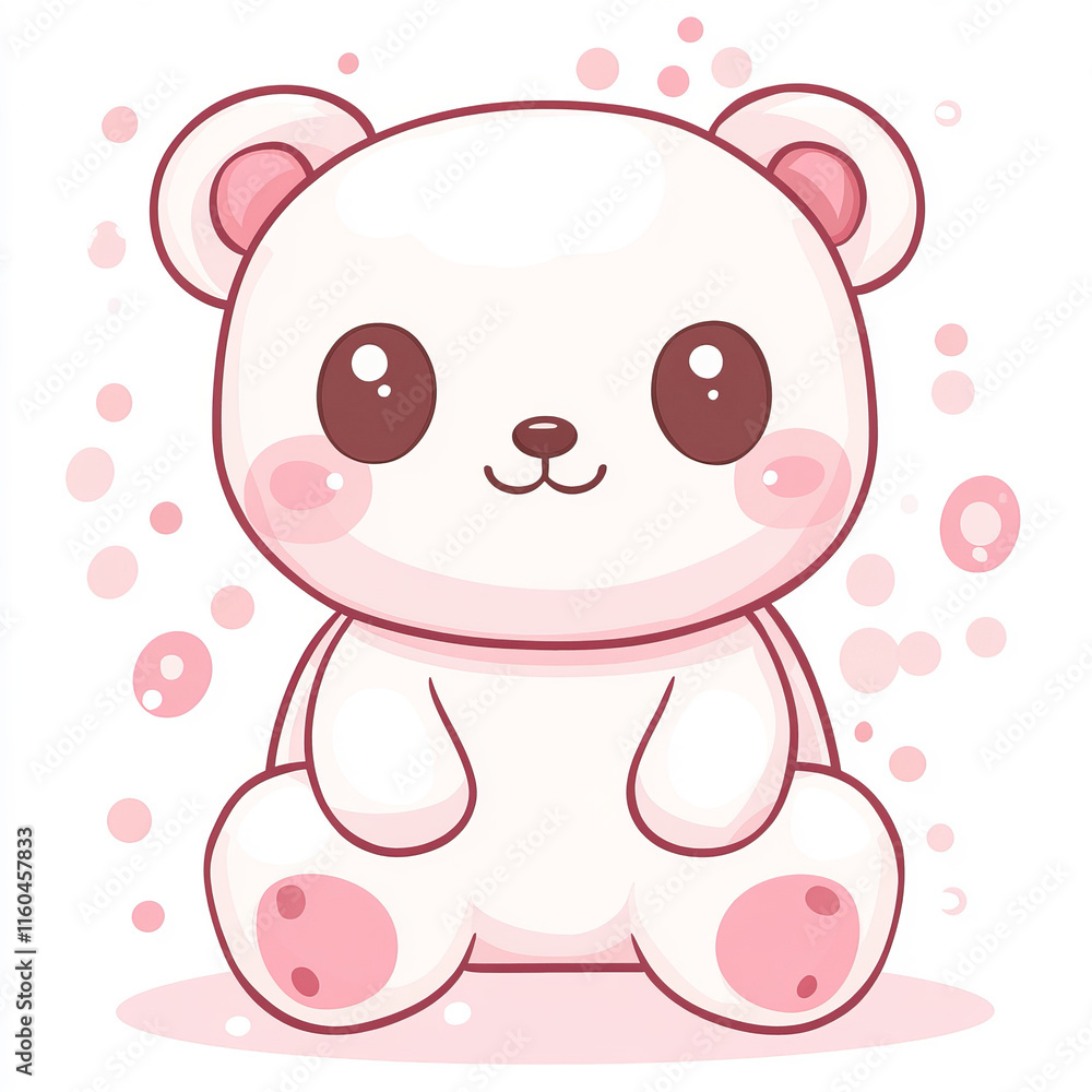 Naklejka premium A cute teddy bear illustrated in a simple, flat design with clean shapes and solid colors. Its endearing cartoon style makes it perfect for stickers or children's graphics.