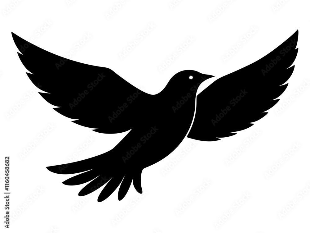 Fototapeta premium flying bird black silhouette vector, Simple silhouette Design vector icon with white background