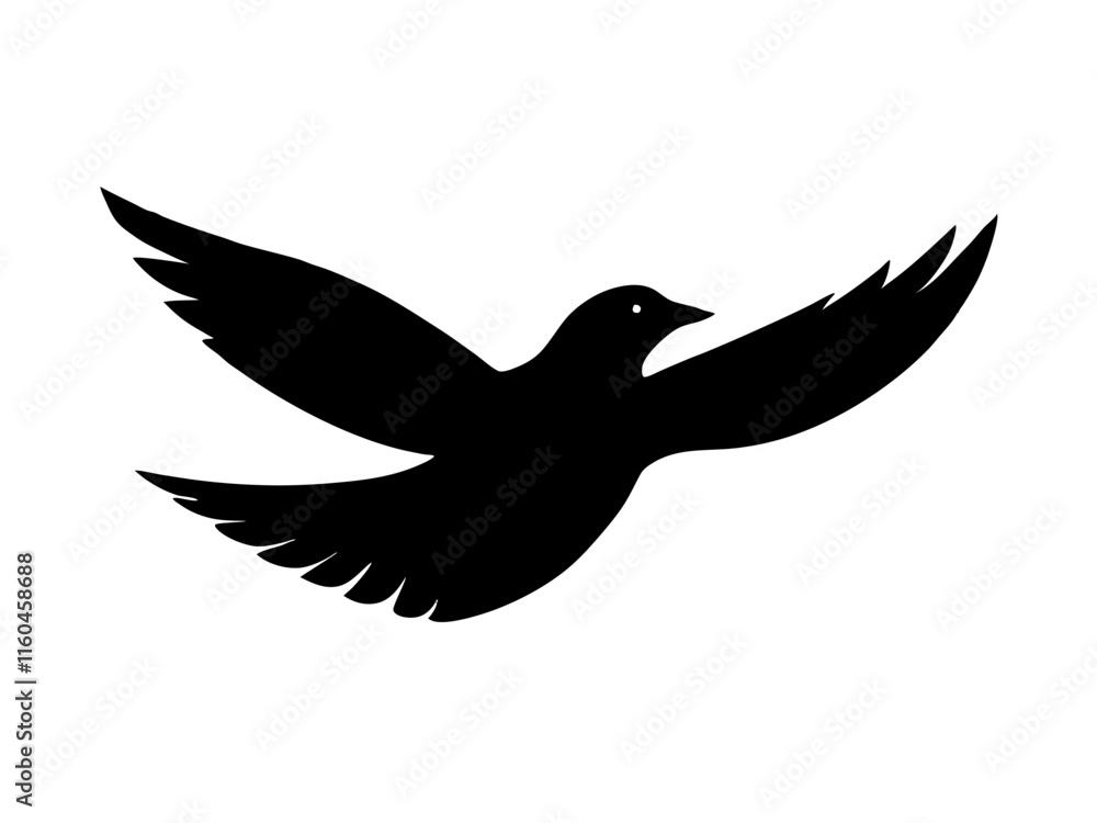 Obraz premium flying bird black silhouette vector, Simple silhouette Design vector icon with white background