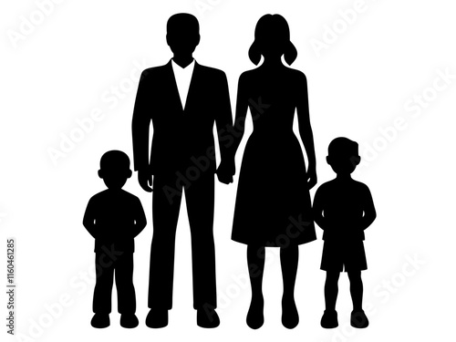 family black silhouette vector, Simple silhouette Design vector icon with white background