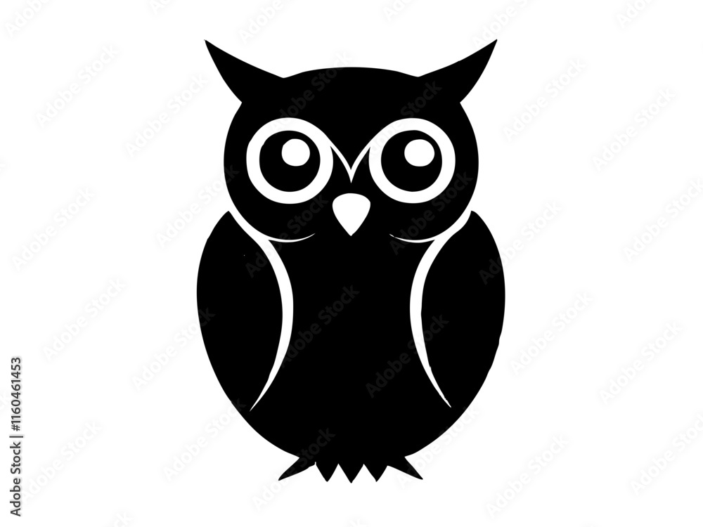 Fototapeta premium owl black silhouette vector, Simple silhouette Design vector icon with white background