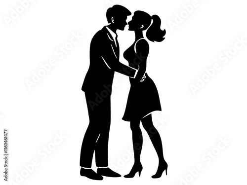 Couple black silhouette vector, Simple silhouette Design vector icon with white background