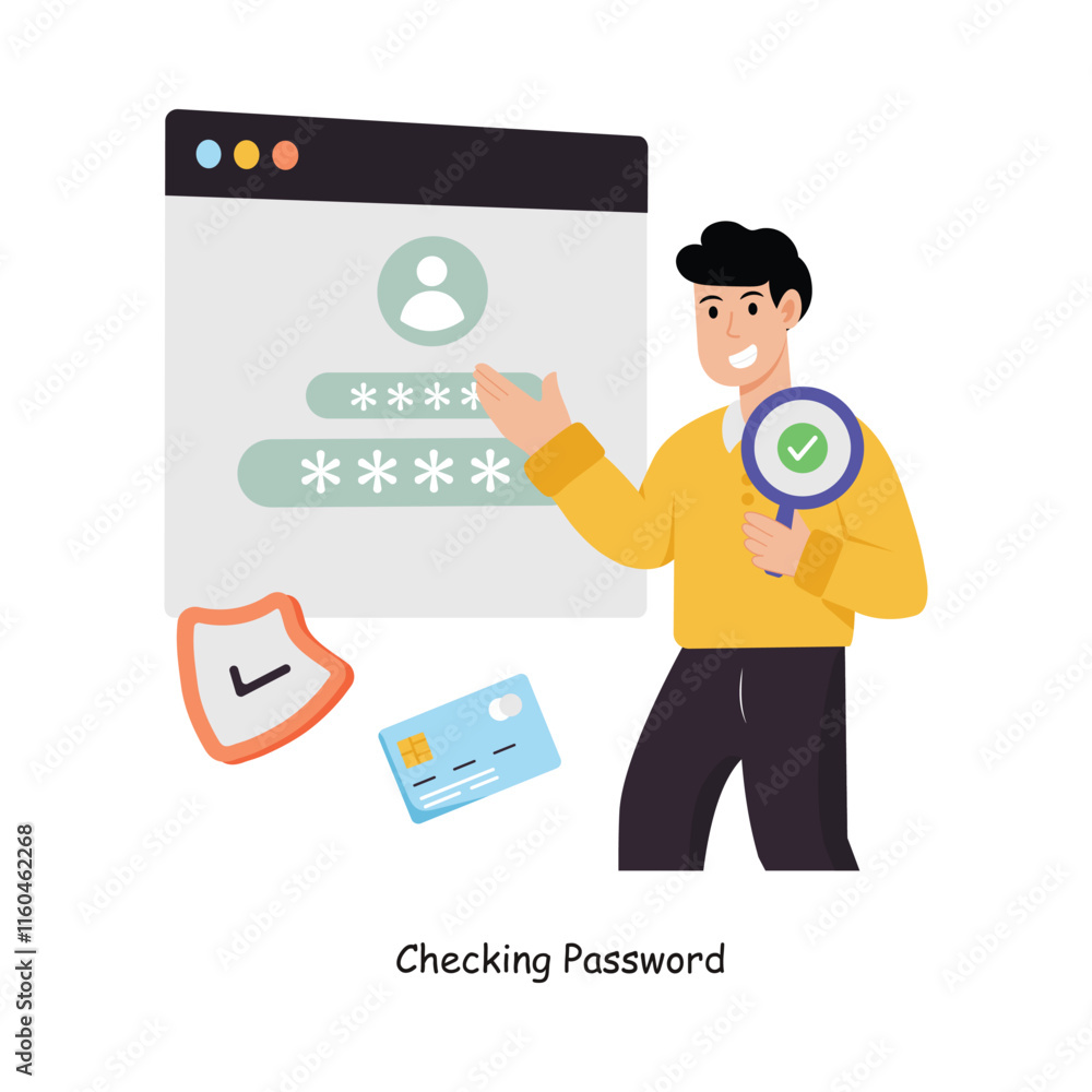Checking Password concept vector illustration. Payment Gateway Inflation isolated On white Background. Checking Password concept vector illustration. Payment Gateway Inflation isolated On white Background.