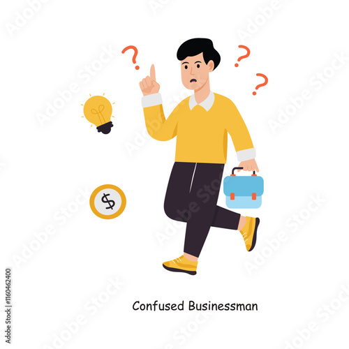 Confused Businessman  concept vector illustration. Payment Gateway Inflation isolated On white Background.                