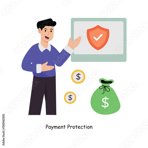 Payment Protection concept vector illustration. Payment Gateway Inflation isolated On white Background.                 