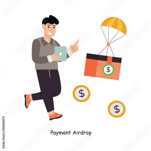 Payment Airdrop concept vector illustration. Payment Gateway Inflation isolated On white Background.                 