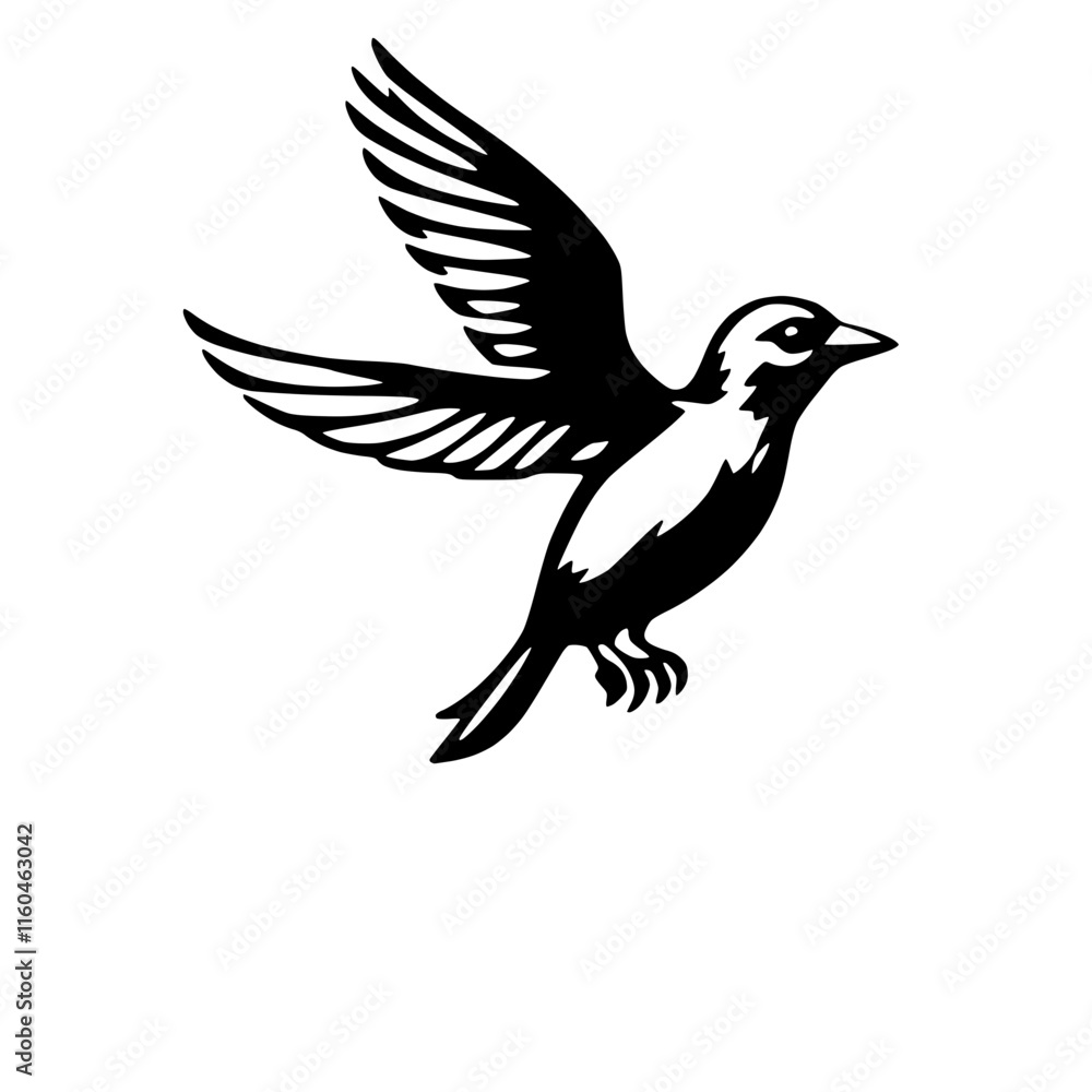 Elegant Bird in Flight Black and White Vector Elegant Bird in Flight Black and White Vector