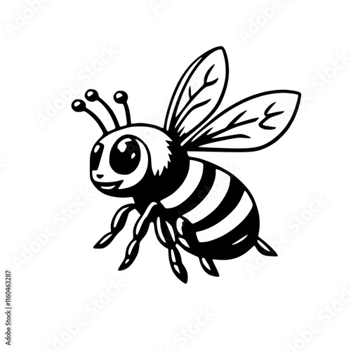 Cute Bee Illustration Vector in Minimalist Style