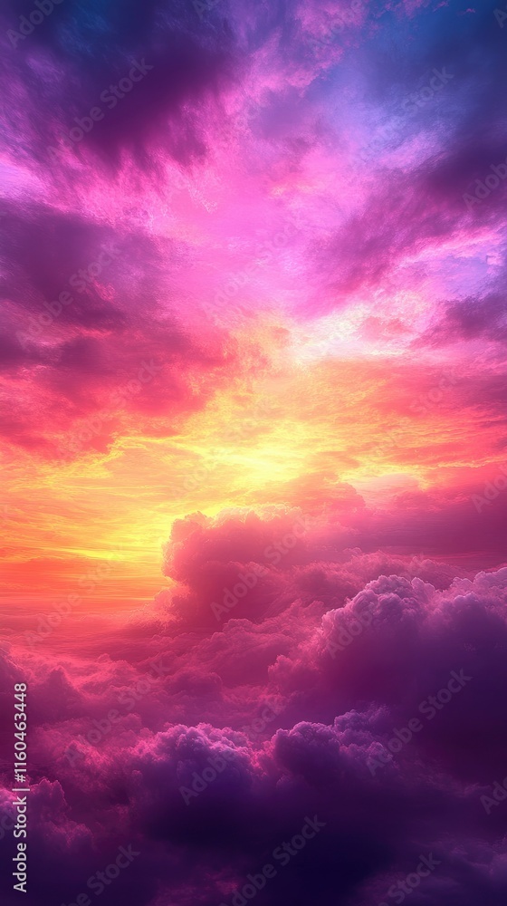 Obraz premium Dreamlike Sunset Over a Sea of Clouds Vibrant Hues of Purple, Pink, and Orange