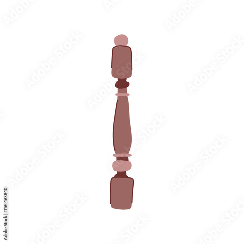 spindle balustrade wooden cartoon. post construction, interior exterior, safety traditional spindle balustrade wooden sign. isolated symbol vector illustration