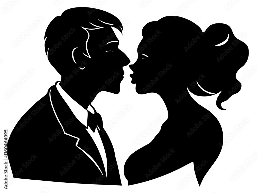 Couple black silhouette vector, Simple silhouette Design vector icon with white background Couple black silhouette vector, Simple silhouette Design vector icon with white background