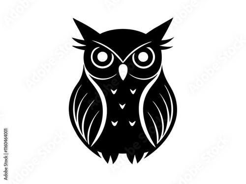 owl black silhouette vector, Simple silhouette Design vector icon with white background