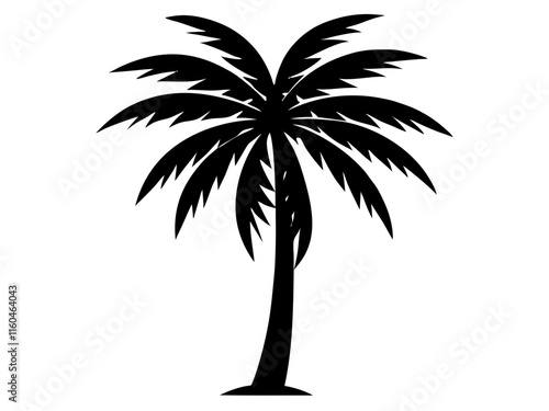 palm tree black silhouette vector, Simple silhouette Design vector icon with white background