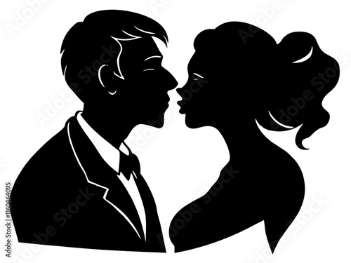 Couple black silhouette vector, Simple silhouette Design vector icon with white background