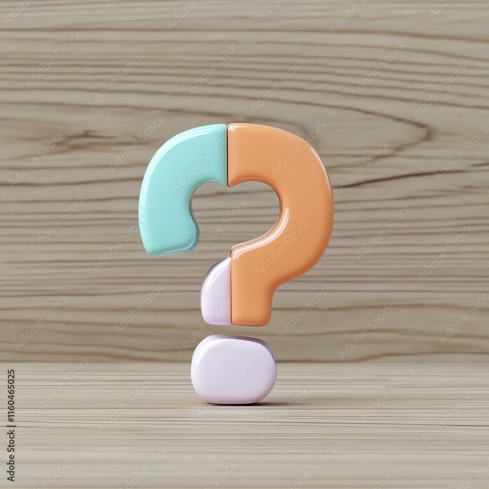 Colorful question mark symbol representing curiosity and inquiries, set against a wooden background. Colorful question mark symbol representing curiosity and inquiries, set against a wooden background.