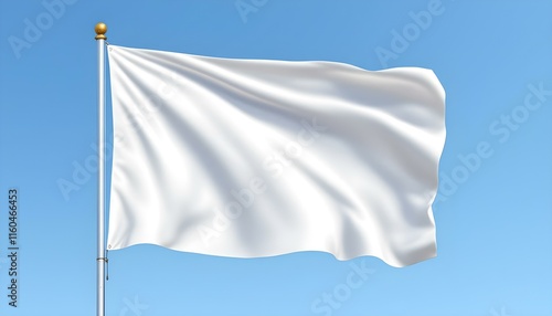 Banner white flag mockup for print design presentation. logo, text, promotional poster. Behind sky clouds background