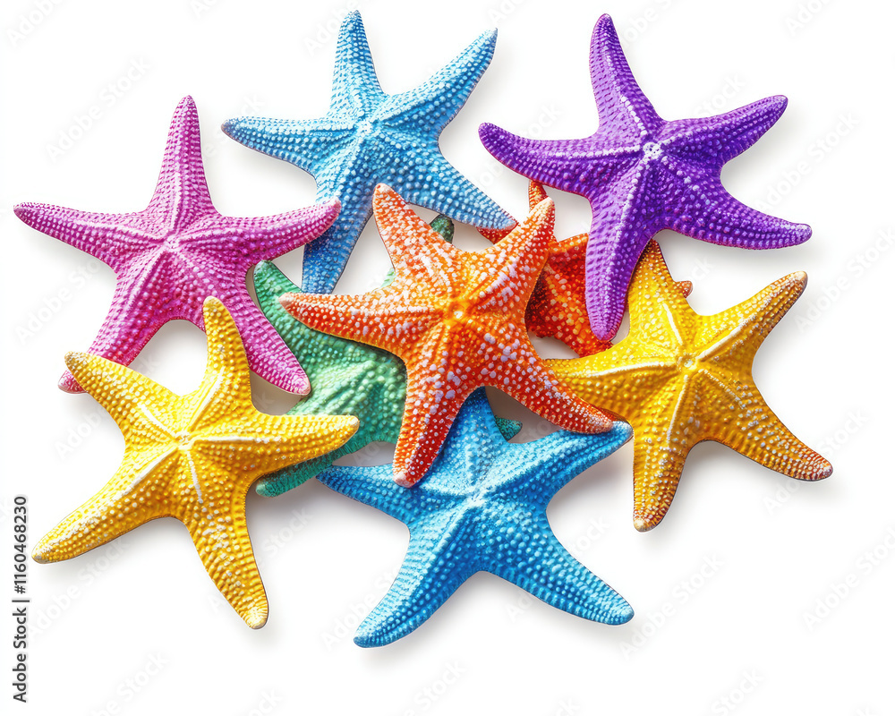 colorful starfish on white background colorful starfish on white background