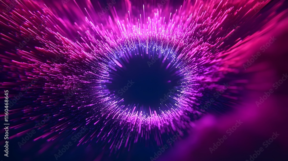 Fototapeta premium Vibrant Digital Quantum Particles Interacting in a Luminous Cosmic Void